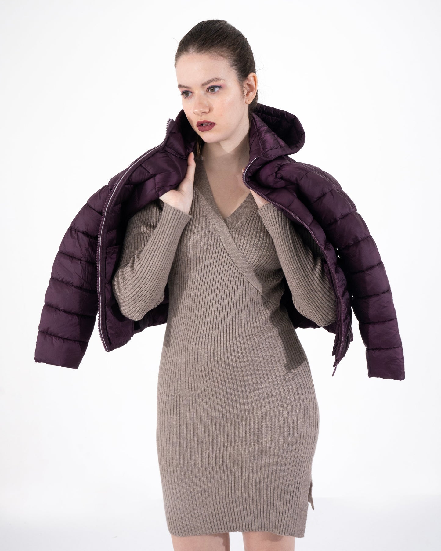 Royal Plum Quilted Puffer Jacket