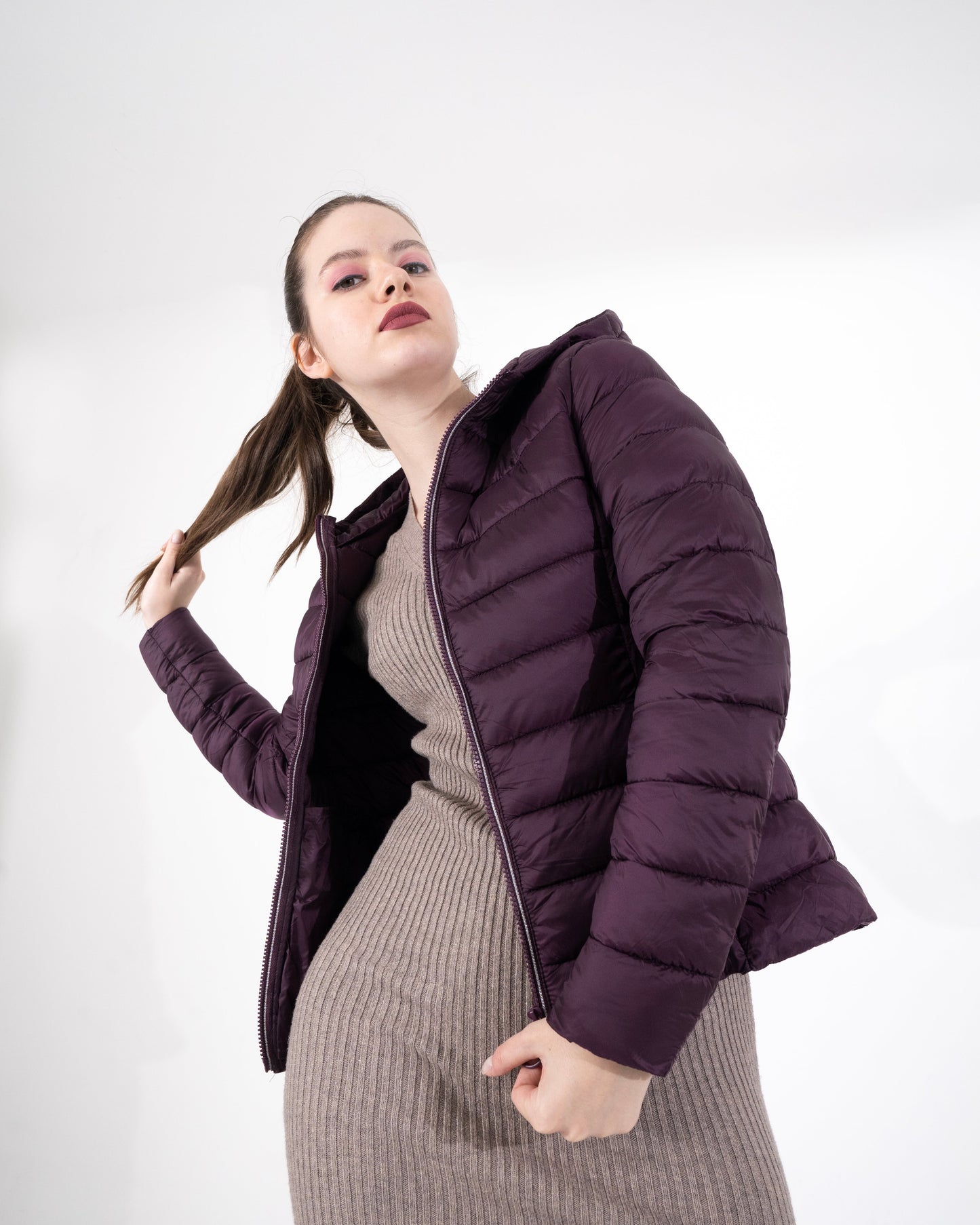 Royal Plum Quilted Puffer Jacket