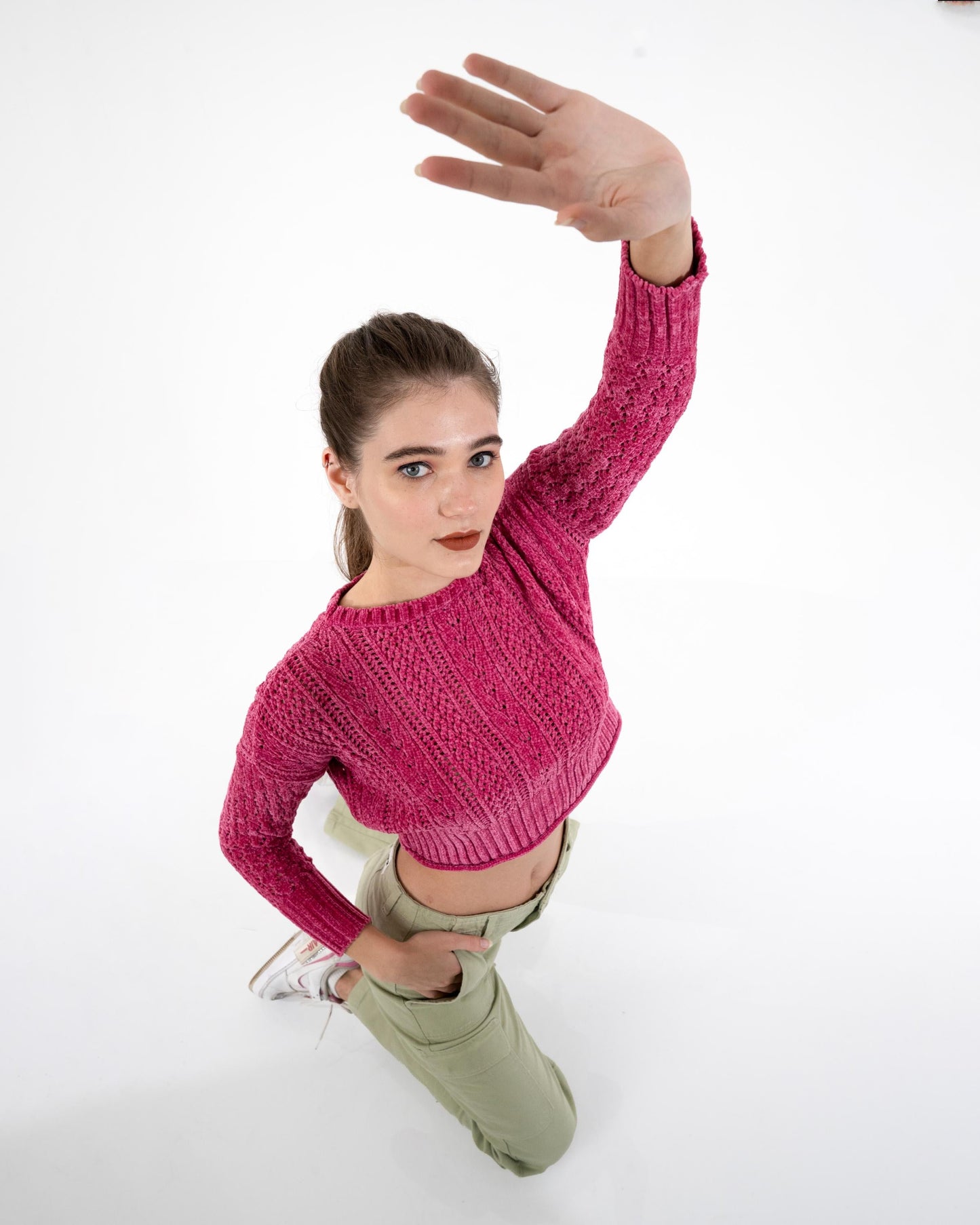 Rose Braid Cozy Knit Crop Top