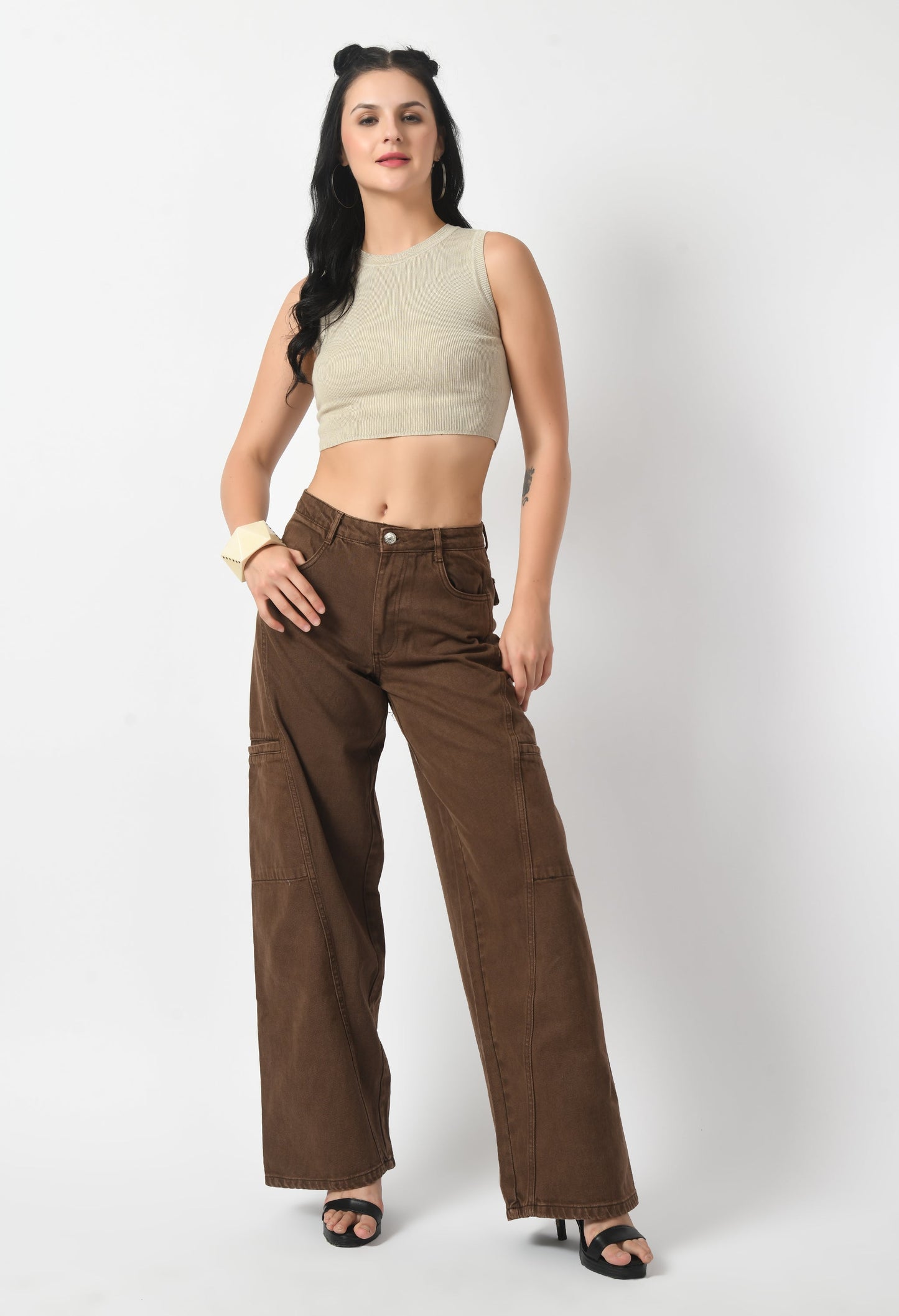 Brown Extra Wide Cargo Pants