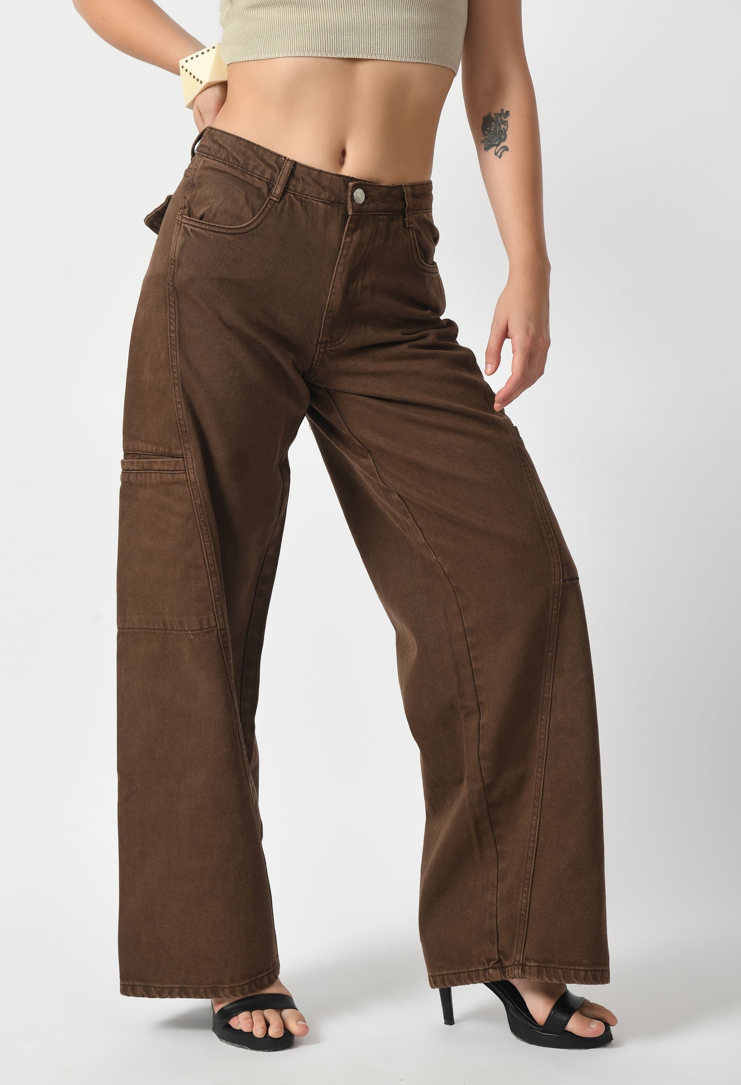 Brown Extra Wide Cargo Pants