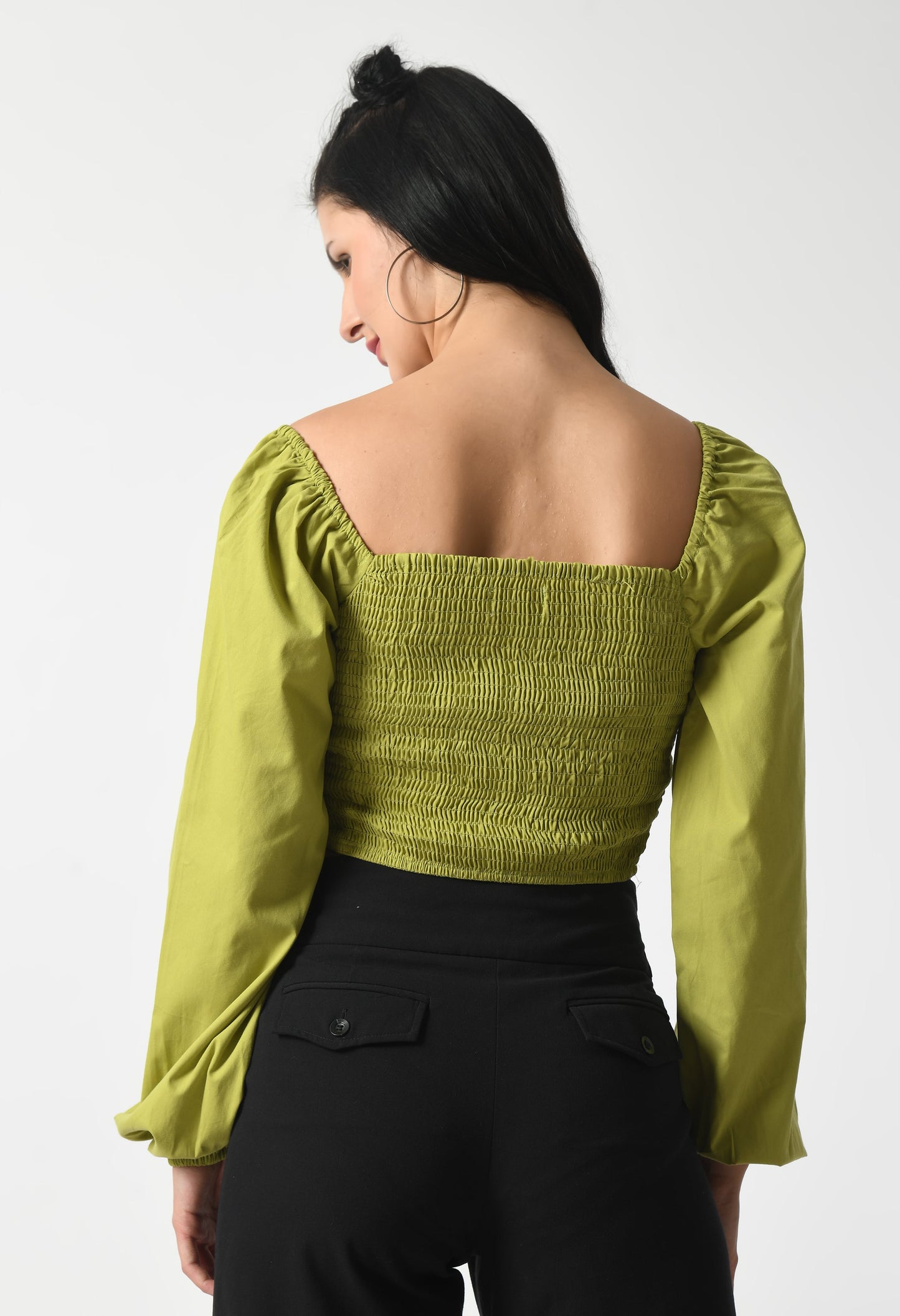 Olive Oasis Lantern Sleeve Top