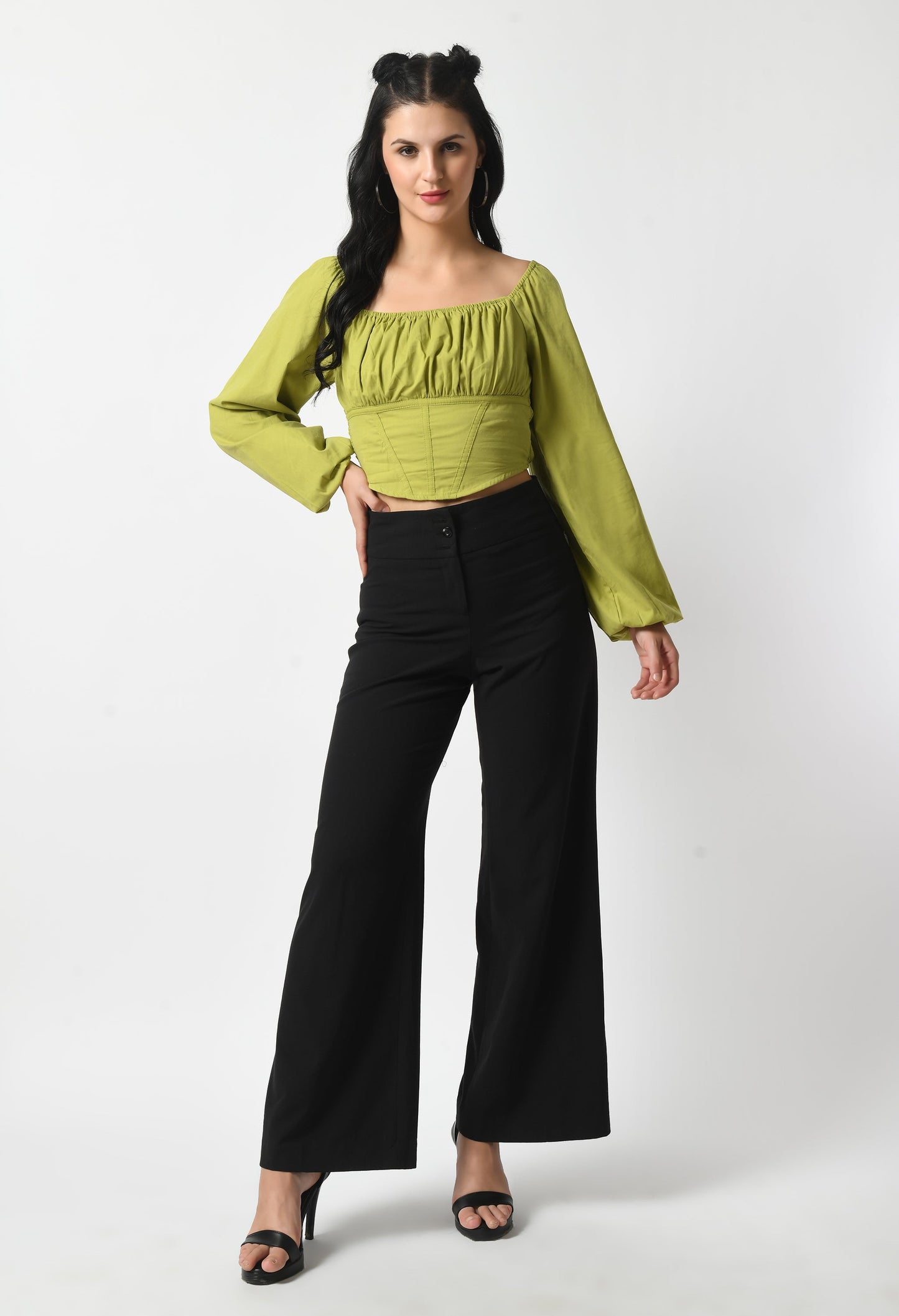 Olive Oasis Lantern Sleeve Top