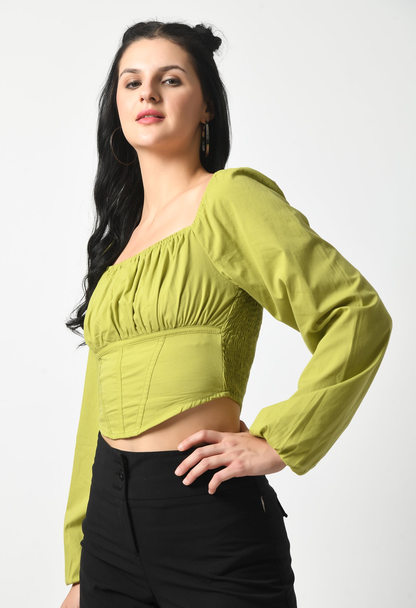 Olive Oasis Lantern Sleeve Top