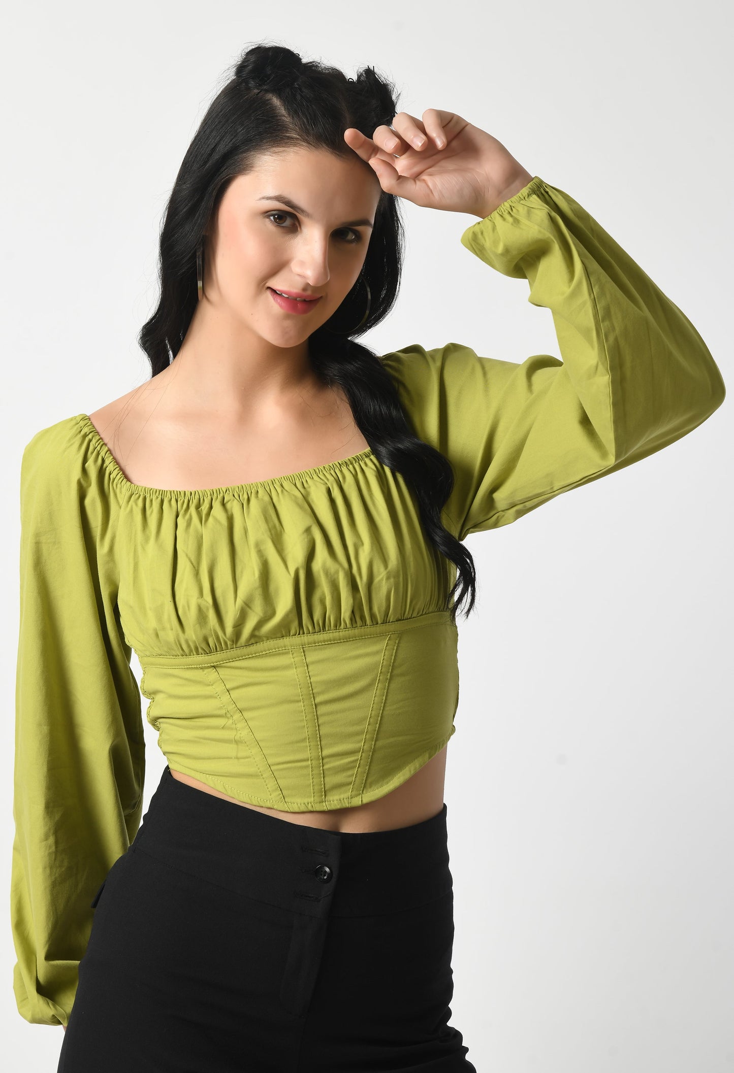 Olive Oasis Lantern Sleeve Top