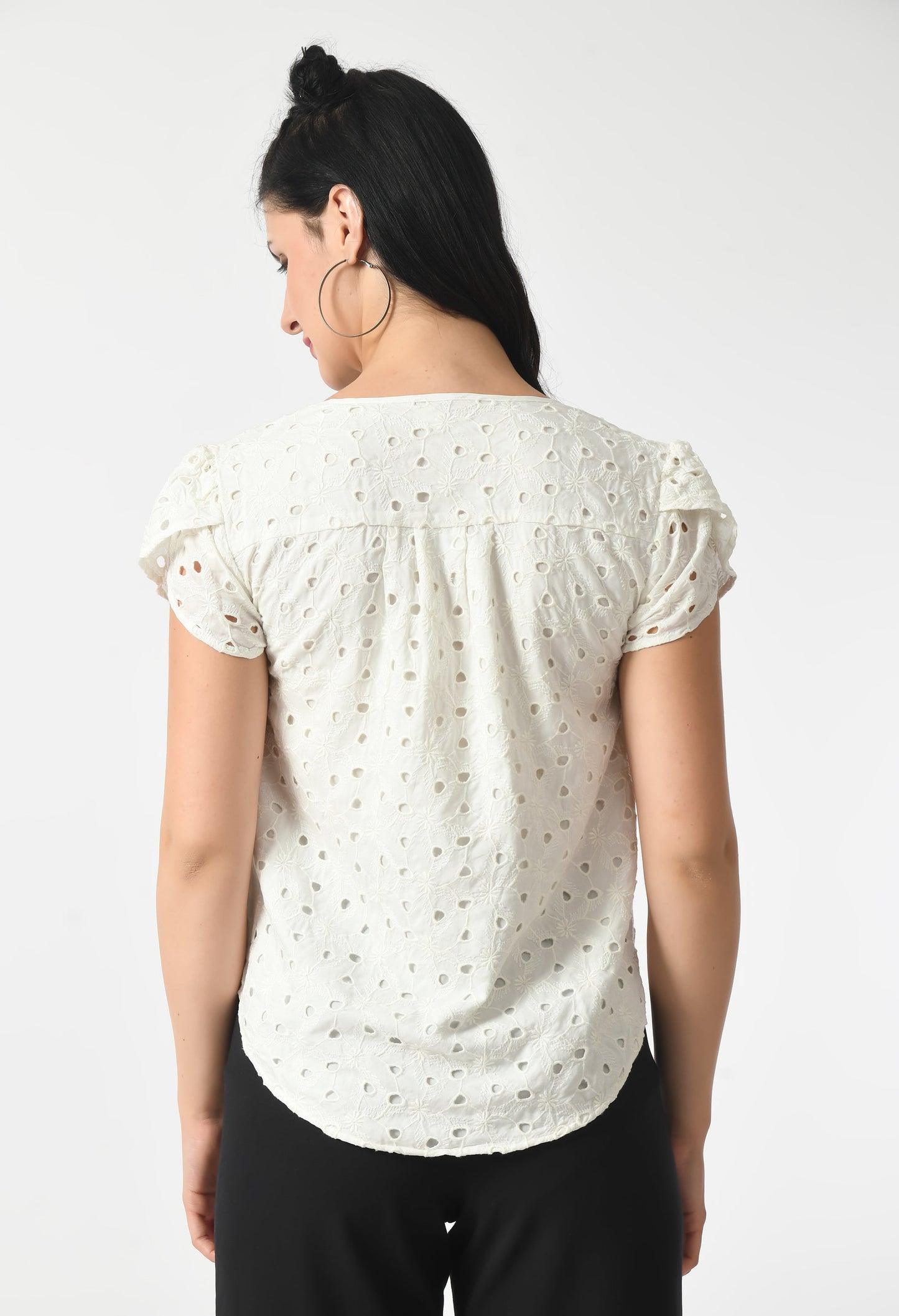 White Chicken Embroidery Top