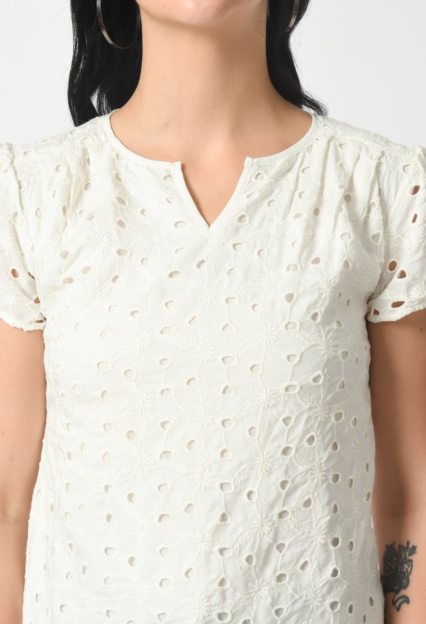 White Chicken Embroidery Top