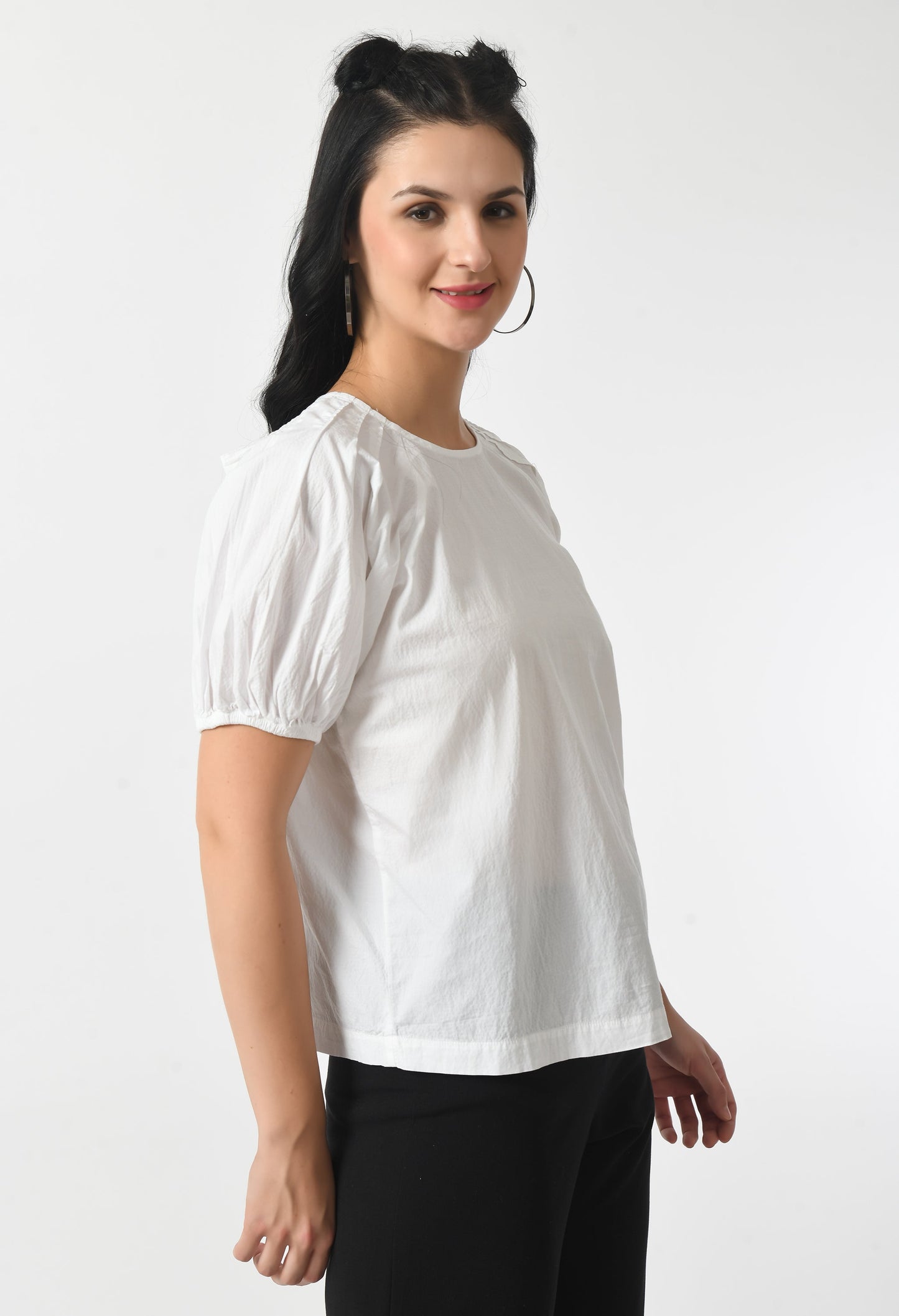 Snowflake White Round Neck Top