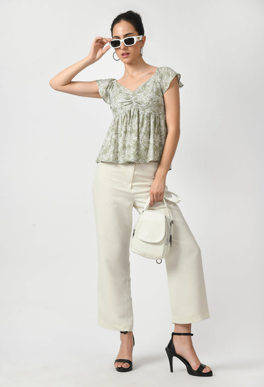 Breeze Blossom Cap Sleeve V-Neck Top