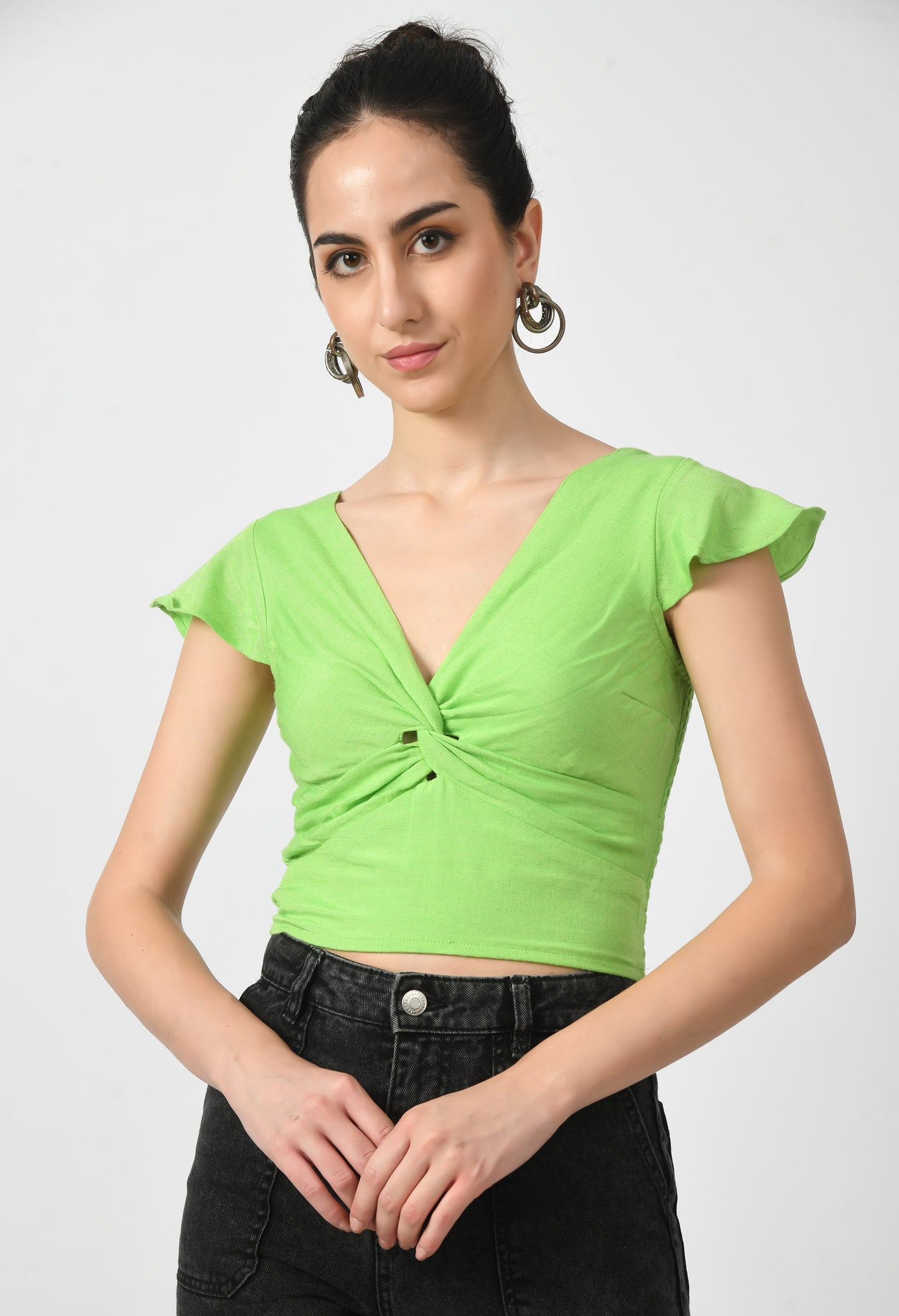 Citrus Zest V-Neck Crop Top