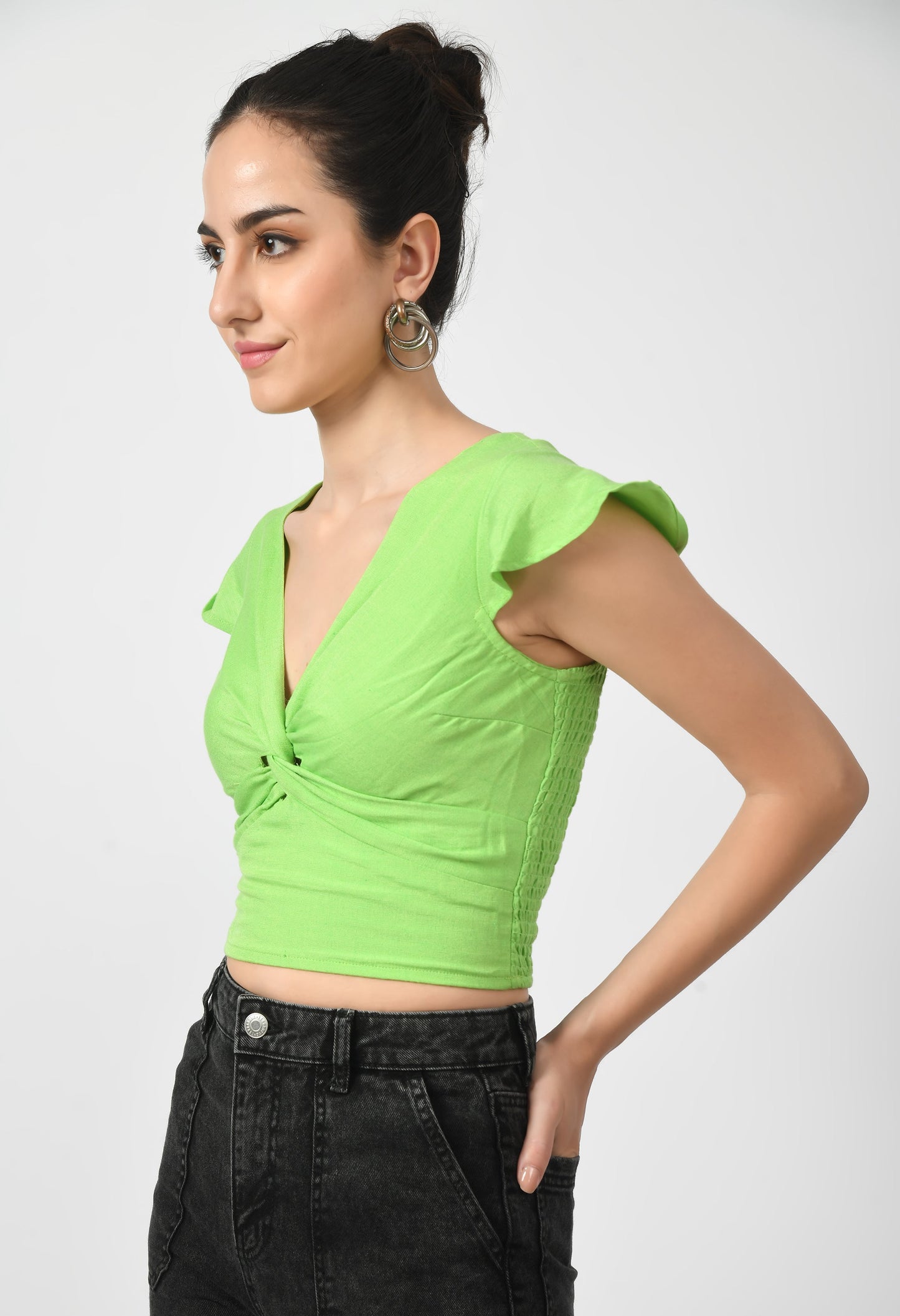 Citrus Zest V-Neck Crop Top