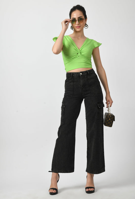 Citrus Zest V-Neck Crop Top