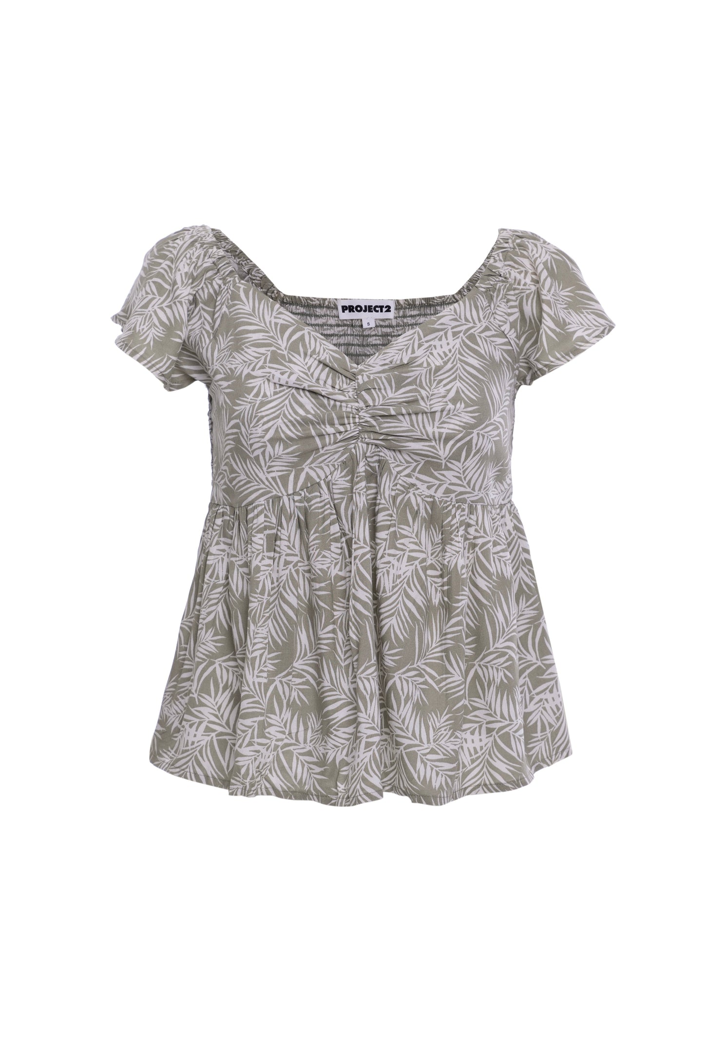 Green Leaf Print Top