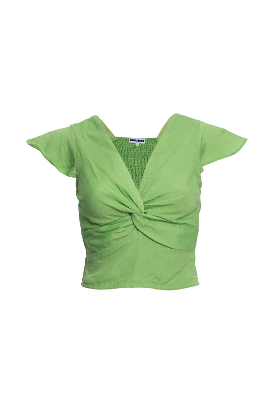 Neon Green Knot Crop Top